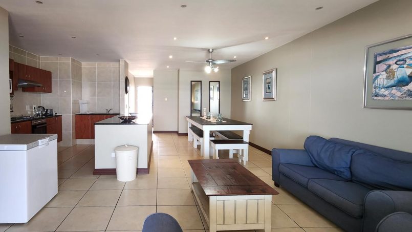 Spacious lounge and dining area with sea view at Indigo Bay 25 Margate