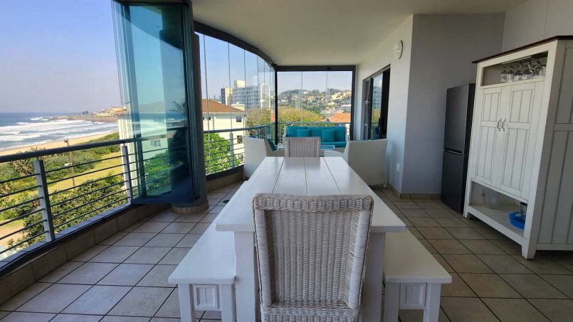 Indigo Bay 25 is a luxury, self-catering, 4 bedroom, 8 sleeper on the Manaba beachfront with stunning sea views from Lucien Beach to Margate Beach on the South Coast of KwaZulu Natal.