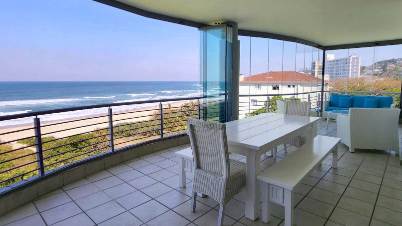 Indigo Bay 25 is a luxury, self-catering, 4 bedroom, 8 sleeper on the Manaba beachfront with stunning sea views from Lucien Beach to Margate Beach on the South Coast of KwaZulu Natal.