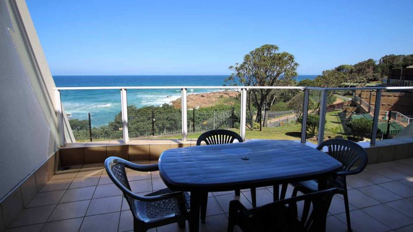 Balcony with ocean view at Chesapeake Bay 22 Margate beachfront holiday apartment