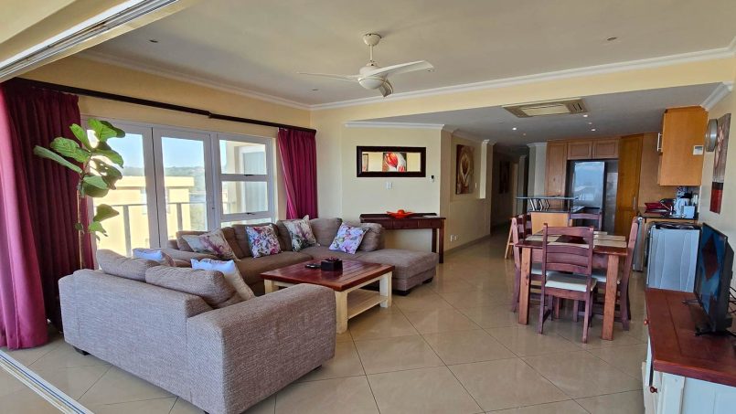 Lucien Sands 601 is a seafront self-catering penthouse with a 180º breaker sea view & a swimming pool, you can walk onto Lucien Blue Flag Beach & Margate beach from the 5th floor apartment.