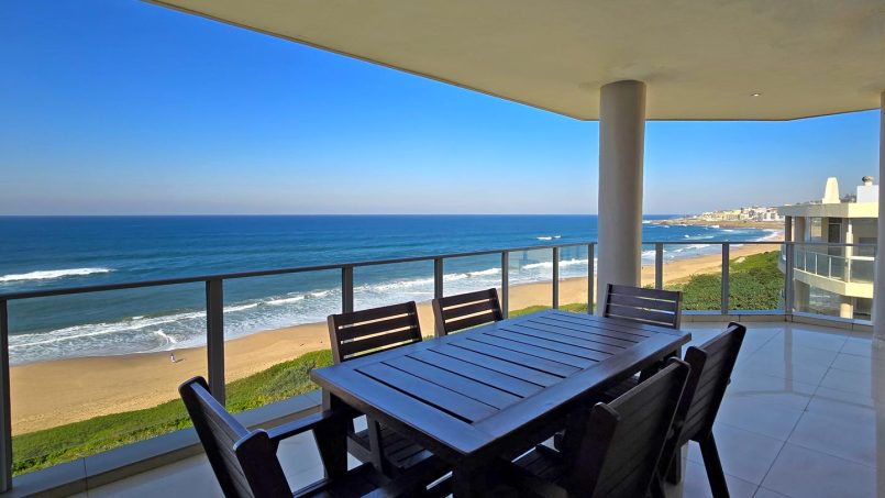 Lucien Sands 601 is a seafront self-catering penthouse with a 180º breaker sea view & a swimming pool, you can walk onto Lucien Blue Flag Beach & Margate beach from the 5th floor apartment.