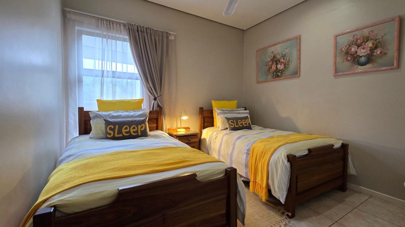 The third bedroom at Portofino 15 in Shelly Beach is perfect for the kids with two single beds.