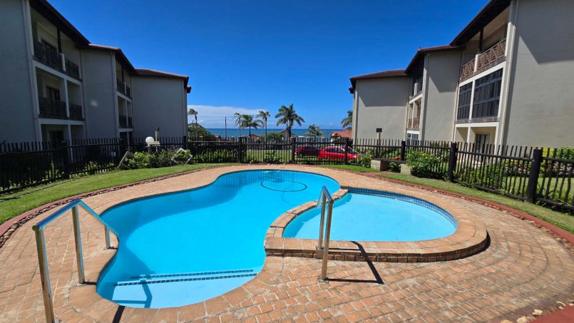 The swimming pools at Topanga 25 in Uvongo on the South Coast of KwaZulu-Natal.