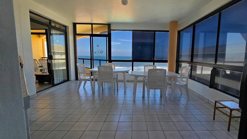 Enclosed patio at Margate Sun 11 with sliding doors opening to a balcony and sea views over Margate Pier