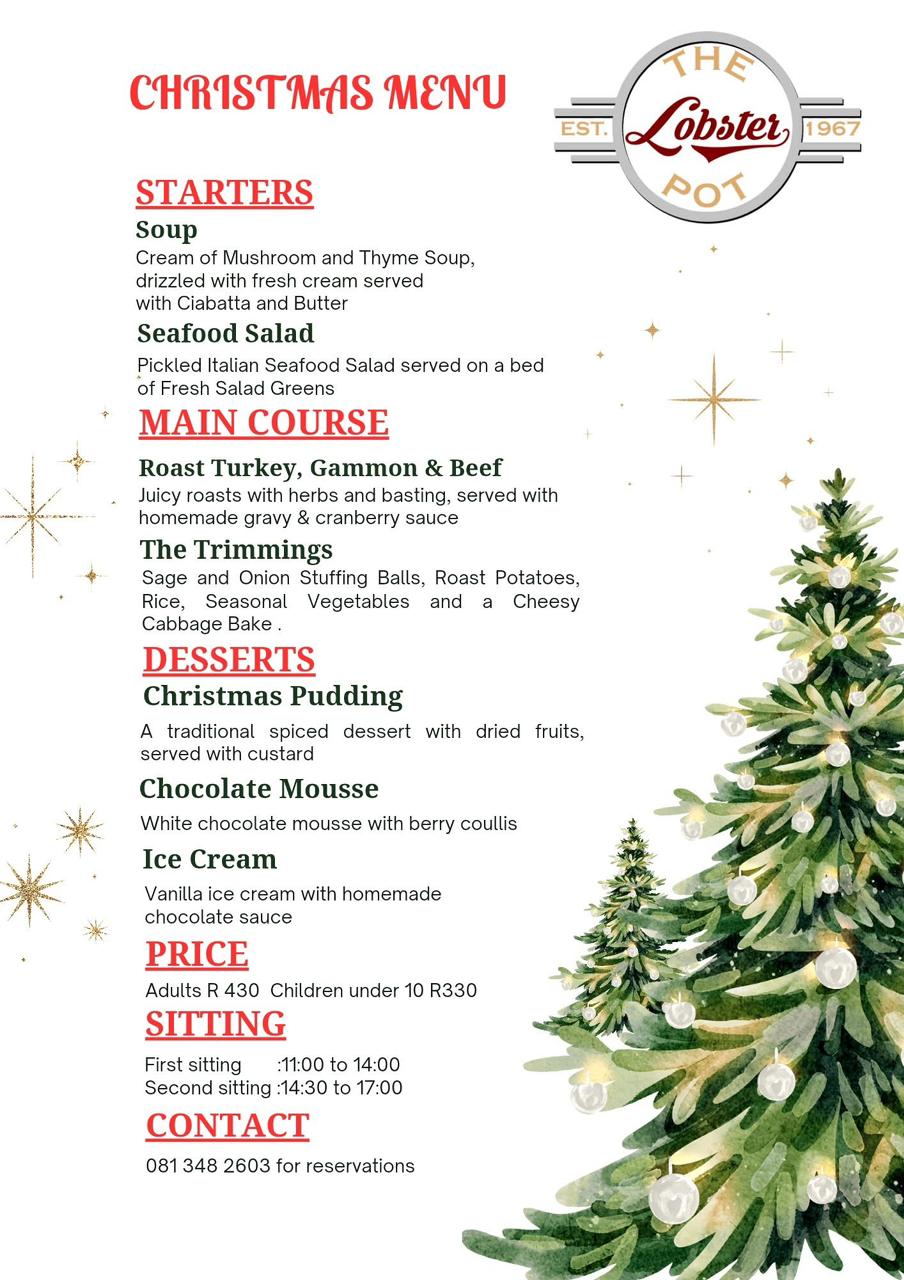 The Lobster Pot Christmas Menu
